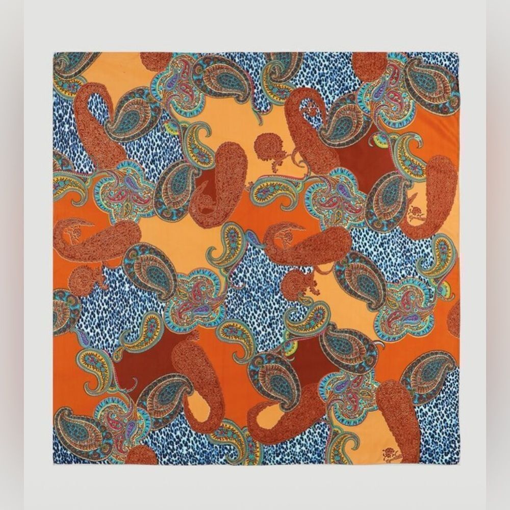Vibrant Paisley and Leopard Print Scarf G19